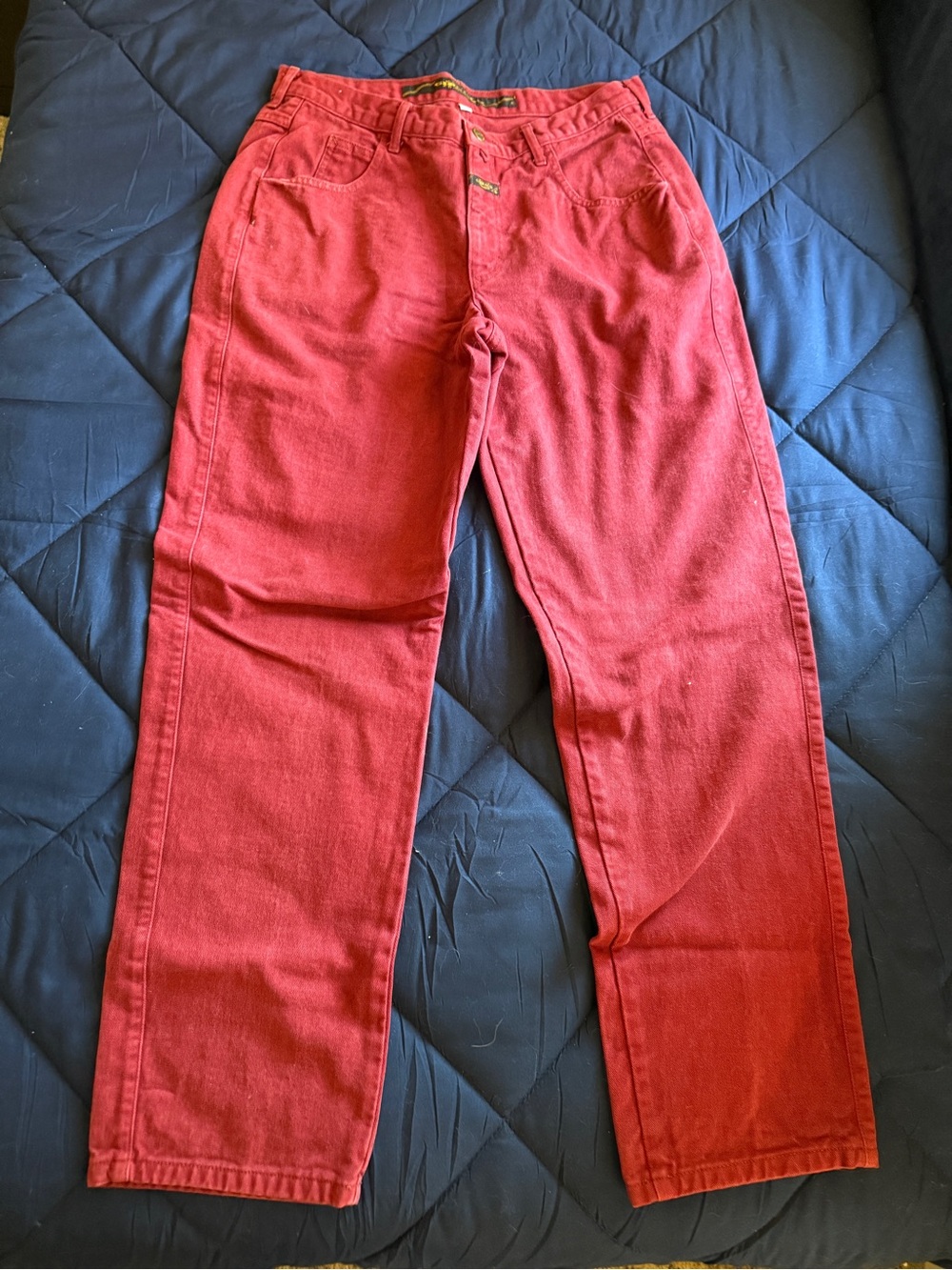 Vintage 1990’s Marithe Francios Girbaud Red Skinny Cowboy Straight Jeans Size 34